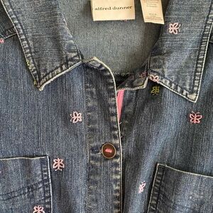 Alfred Dunner Blue Jean Jacket with Pink Embroidery
